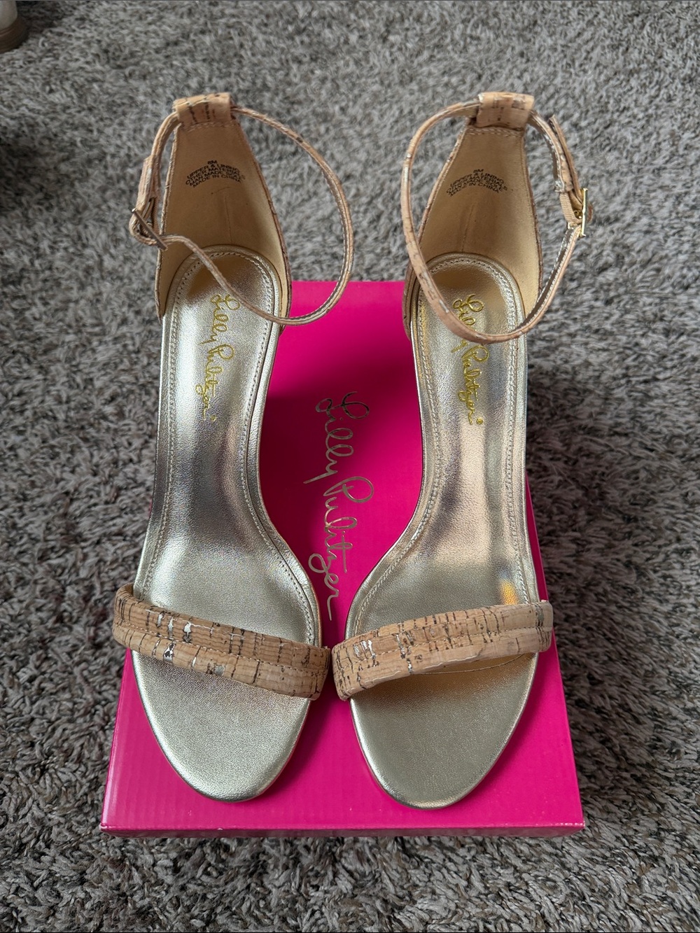 Lilly Pulitzer Cork Ankle-Strap Sandals in Nude